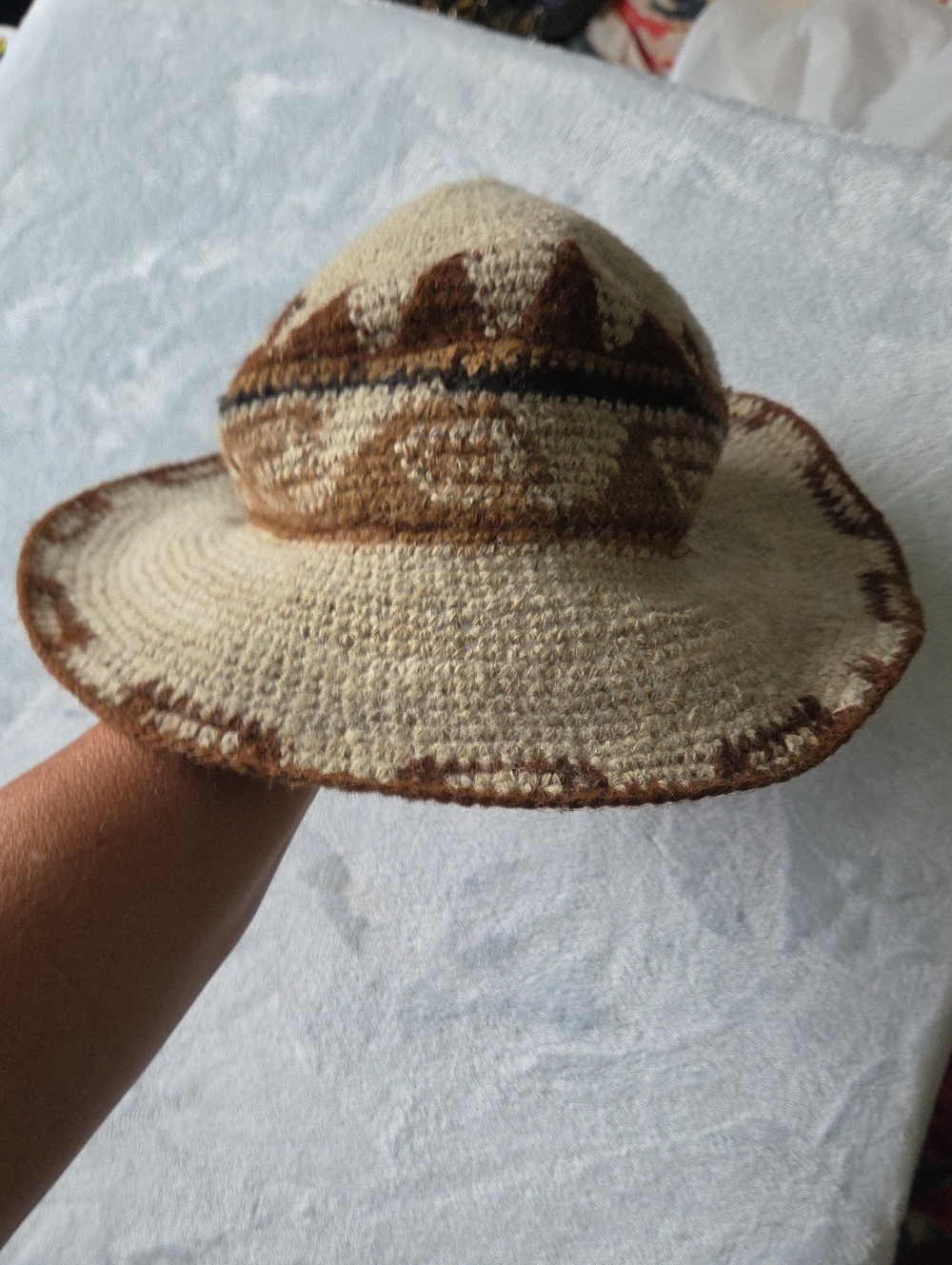 Unique Brown & Beige Handmade Woven Hat